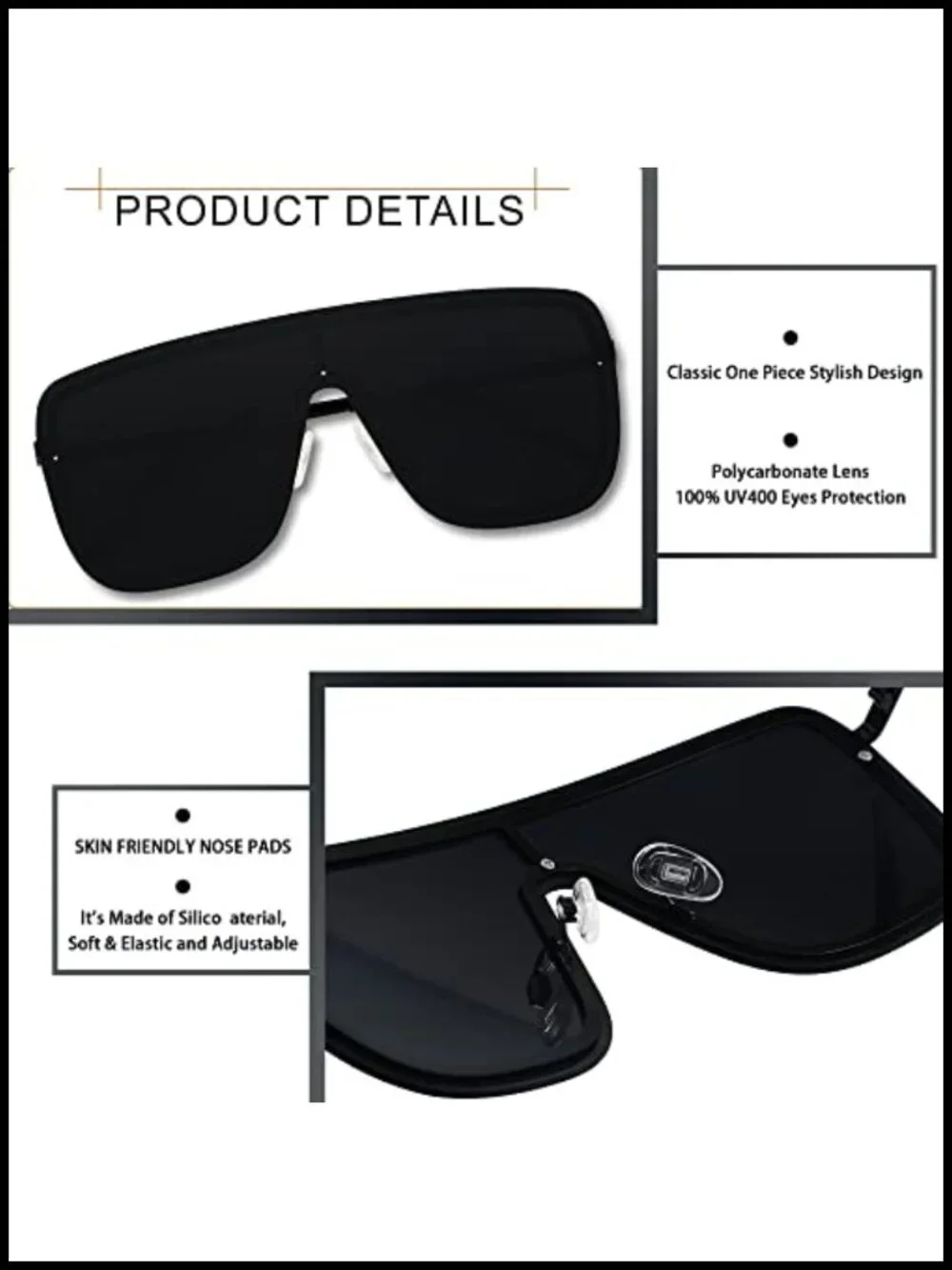 Rimless Oversized Square Sunglasses UV400 Shield Frameless Sun Glasses